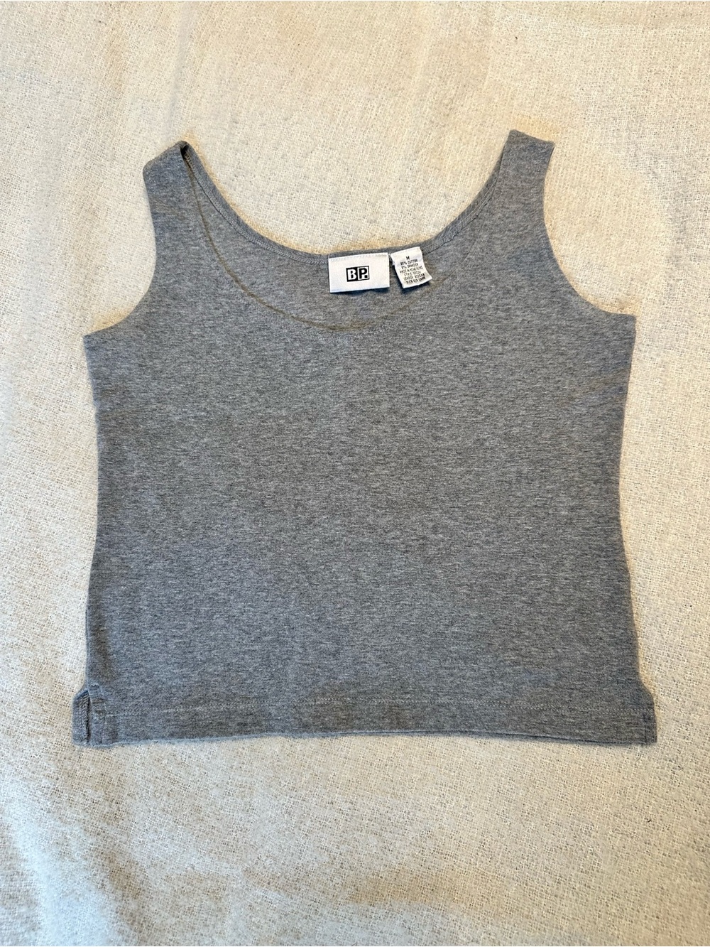 B.P. - Women's Cropped Grey Tank Top - Classic Scoop Neck w/ Split Hem - Medium